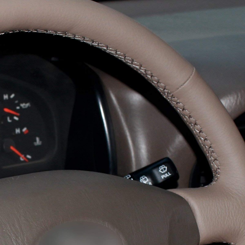 Loncky Auto Custom Fit OEM Brown Genuine Leather Car Steering Wheel